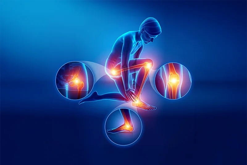 3D illustration of a male representing the sensation of foot pain