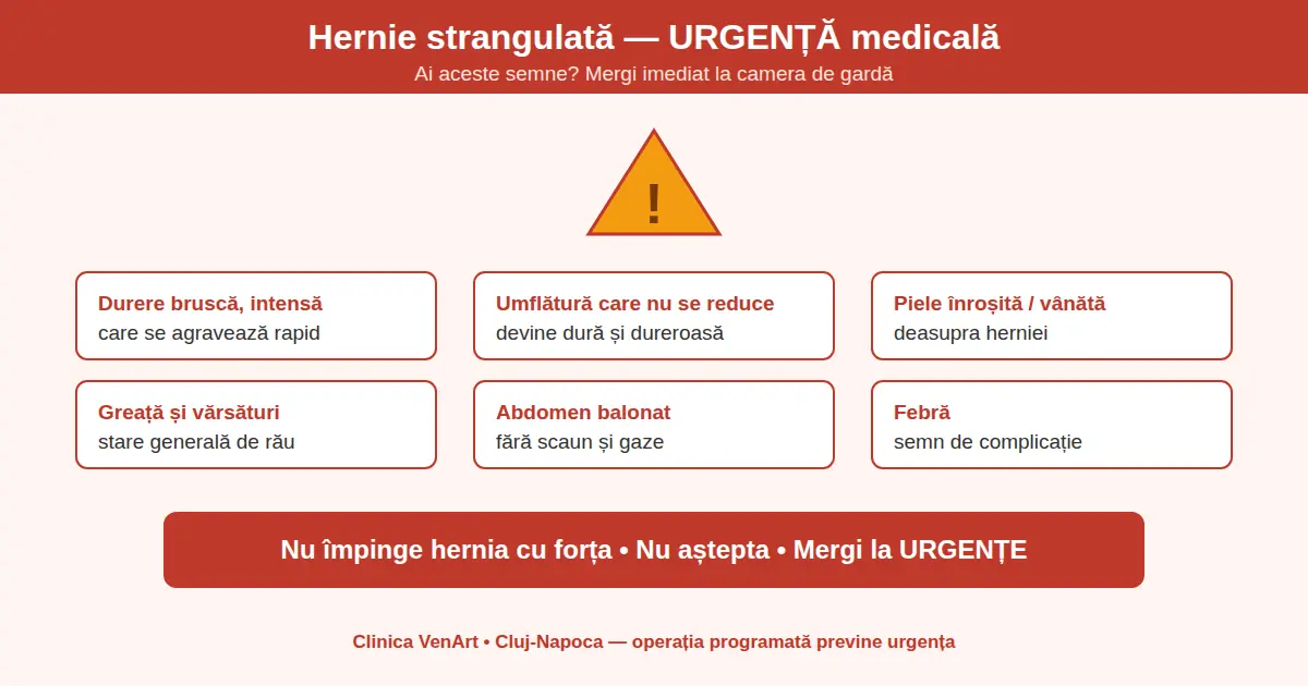 hernie strangulată – semne de urgență (diagramă)