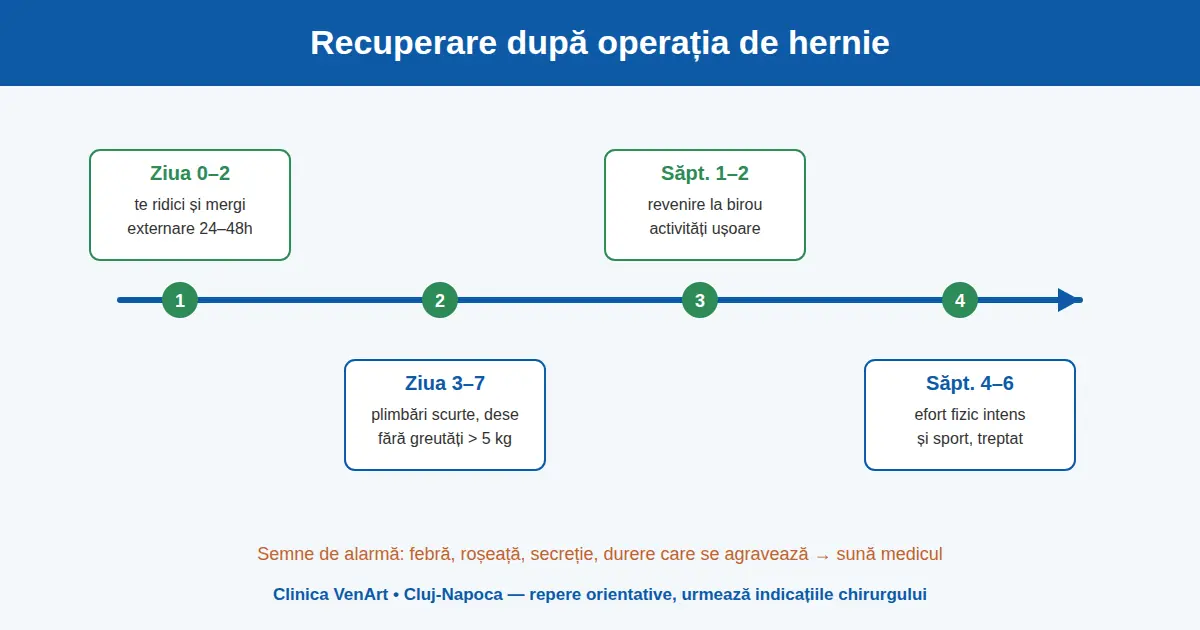 recuperare după operația de hernie – cronologie orientativă